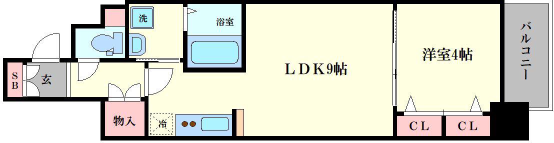 セオリー天神橋アベニール(1LDK/6階)の間取り写真