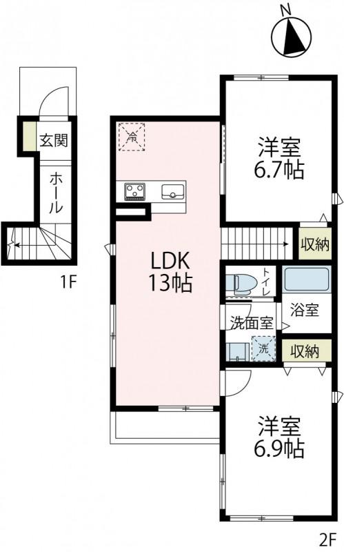 モンクール立場(2LDK/2階)の間取り写真