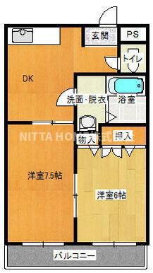 オーレンス元町(2DK/2階)の間取り写真