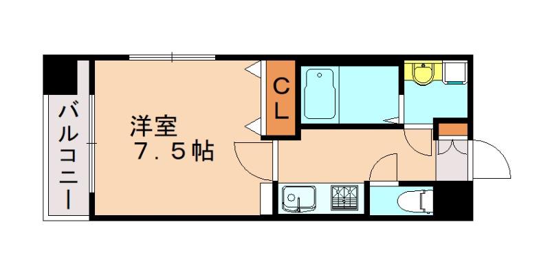 エンクレスト博多駅前III(1K/13階)の間取り写真