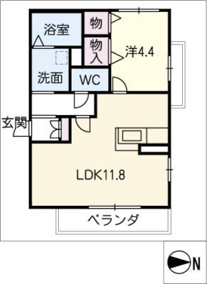 ソレイユ本山(1LDK/3階)の間取り写真