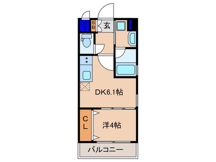 ベラジオ雅び烏丸十条II(1DK/7階)の間取り写真