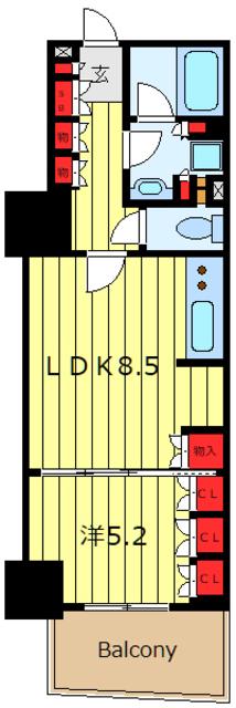 マークスタワー(1LDK/4階)の間取り写真