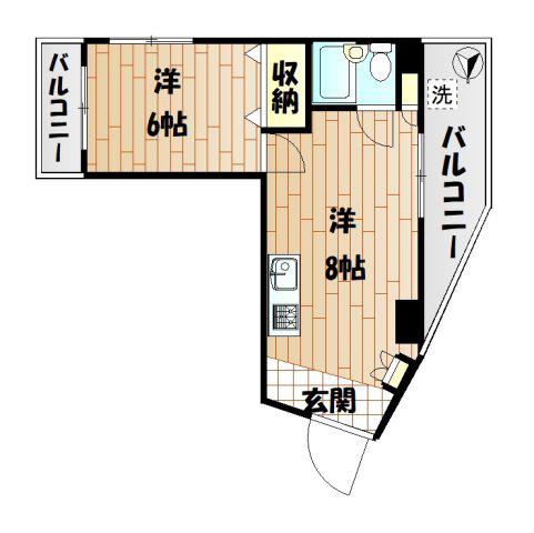 パールメゾン朝日(1LDK/2階)の間取り写真