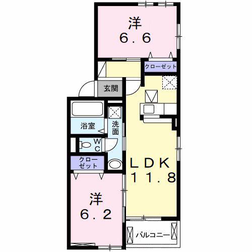 スマイルタナカA(2LDK/1階)の間取り写真