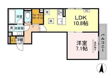 エミナール東成瀬(1LDK/1階)の間取り写真