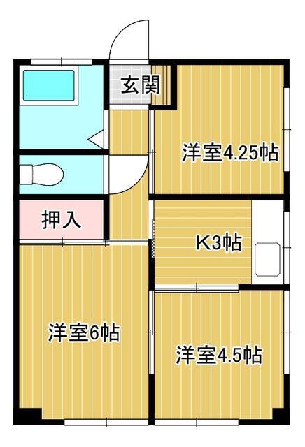 諸星アパート(3K/2階)の間取り写真