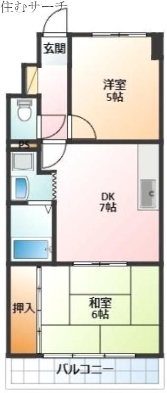 シュロス鵜の森(2DK/10階)の間取り写真