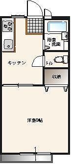 メゾンドオランジュ城東(1K/2階)の間取り写真