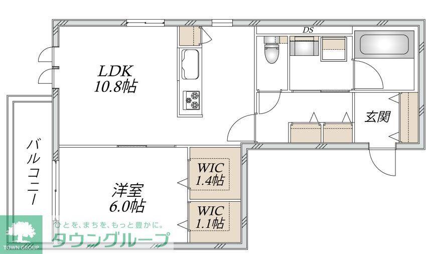 新石川1丁目メゾン西棟(1LDK/3階)の間取り写真