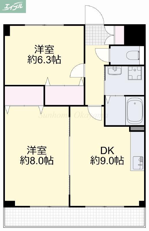 グランドライフJK(2DK/8階)の間取り写真