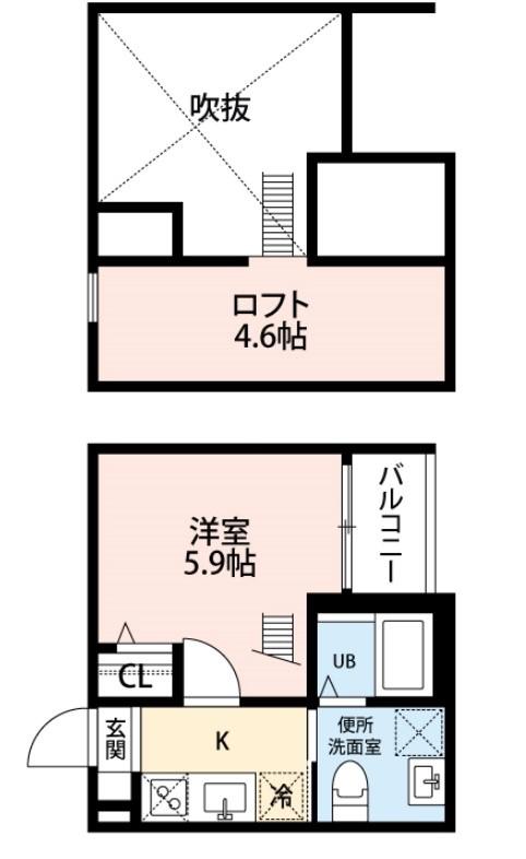 アンベリール(1SK/1階)の間取り写真