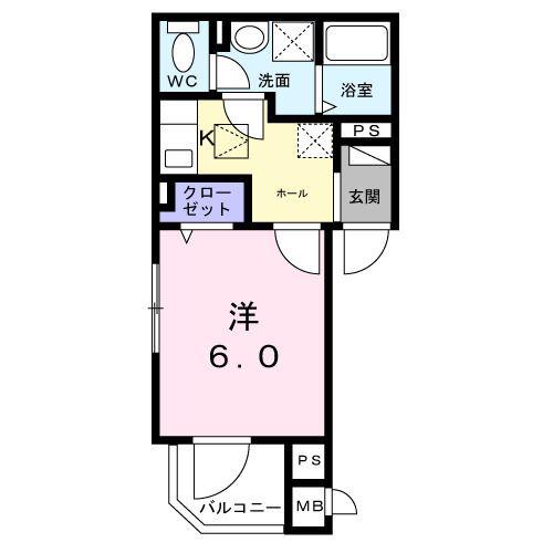 フィオーレ(1K/1階)の間取り写真