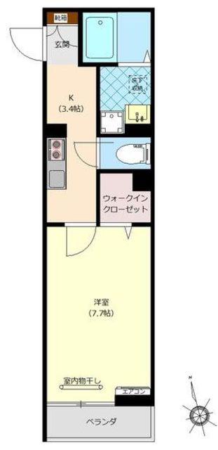 ウエストローズ(1K/1階)の間取り写真