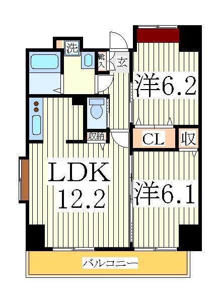 ラシュール フィリア(2LDK/7階)の間取り写真