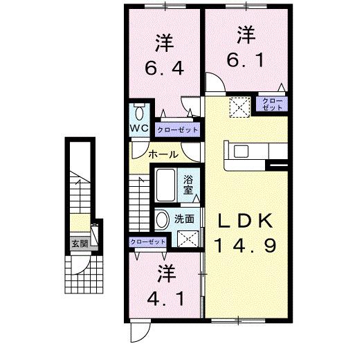 アリ・ビラ(3LDK/2階)の間取り写真