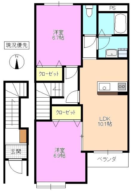 アヴァンティ(2LDK/2階)の間取り写真