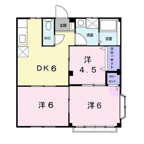 エルディムかきはら(3DK/1階)の間取り写真