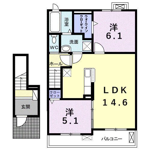 カーサ ステラ(2LDK/2階)の間取り写真