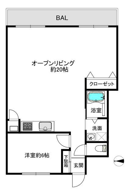 永谷リヴェール新宿(1LDK/10階)の間取り写真