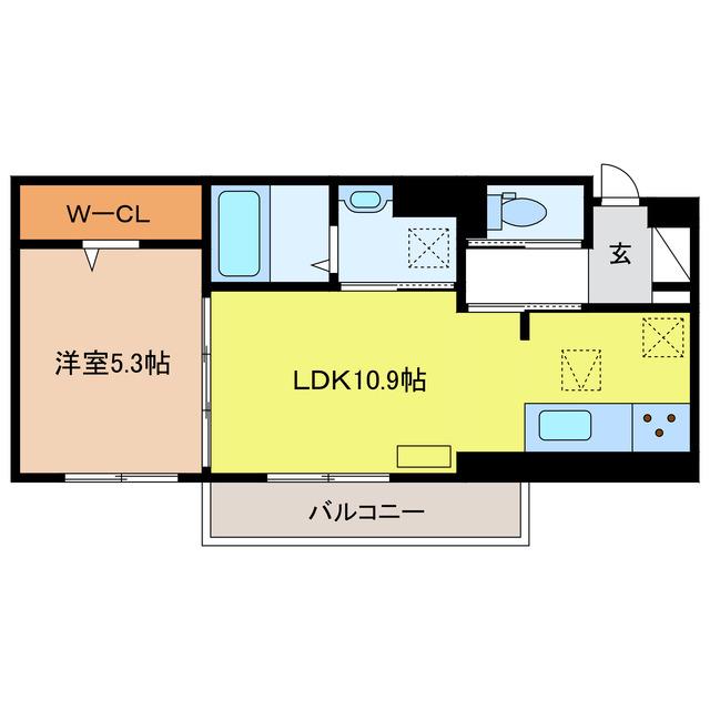 AFFINER(1LDK/1階)の間取り写真