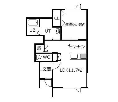 カプチーノ 1-6(1LDK/1階)の間取り写真