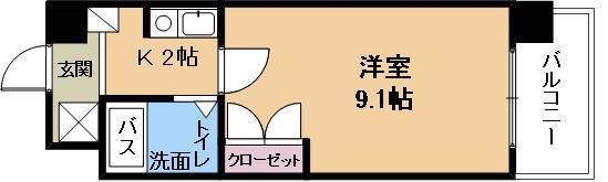 サンクリエートハヤシ壹號舘(1K/2階)の間取り写真
