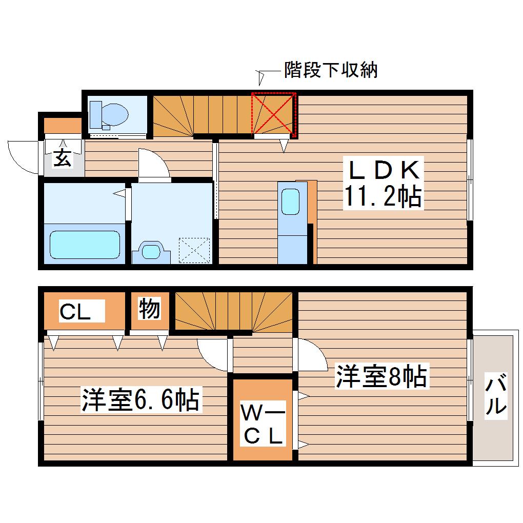 ボンヌ・シャンスK・H-0(2LDK/1階)の間取り写真