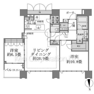 DEUX TOURS CANAL&SPA(2LDK/52階)の間取り写真