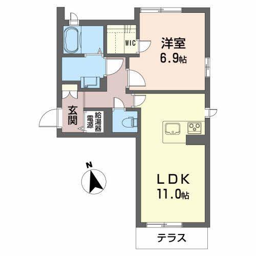 ニューベレオ天童(1LDK/1階)の間取り写真