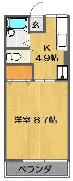 ウイスタリア A(1K/1階)の間取り写真