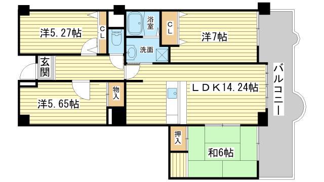 シャトー ブランシェ(4LDK/7階)の間取り写真