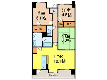 サーパス錦(3LDK/4階)の間取り写真