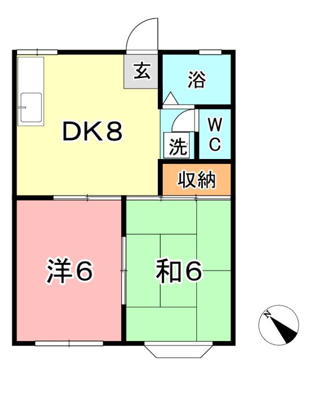 シャトレ・ウエストB(2DK/1階)の間取り写真