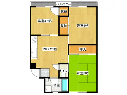 コートタウンふそう(3DK/3階)の間取り写真