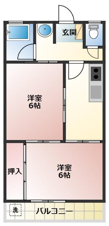 牛川グリーンハイツ(2DK/2階)の間取り写真