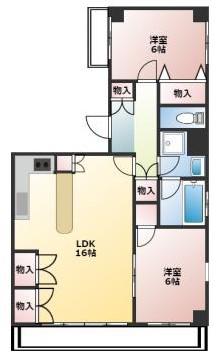 シプエビル(2LDK/7階)の間取り写真