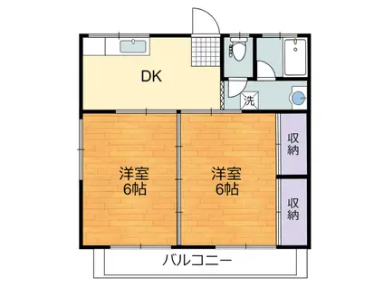 クレリア熊本南(2DK/1階)の間取り写真