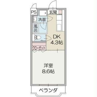 ツリーベルズ(1DK/3階)の間取り写真