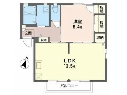 ディアコートA(1LDK/2階)の間取り写真