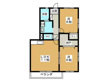 ツインヒルズ弐番館(2SLDK/3階)の間取り写真