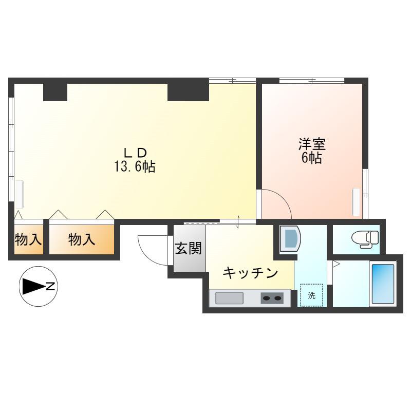 西口朝日マンション(1LDK/2階)の間取り写真