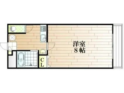 ピュアグレース庭瀬(1K/2階)の間取り写真