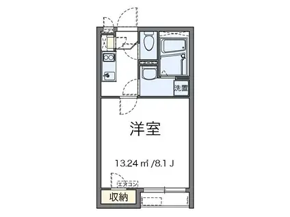 京王相模原線 京王よみうりランド駅 徒歩7分 2階建 築8年(1K/1階)の間取り写真