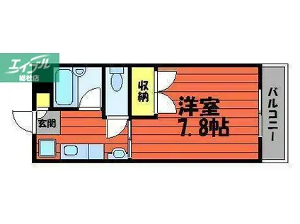 ホワイトリバー(1K/2階)の間取り写真