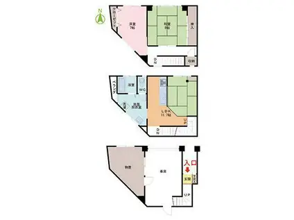 桜谷ビル(2LDK/1階)の間取り写真