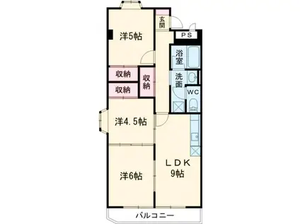 ハウスクローネ(3LDK/3階)の間取り写真