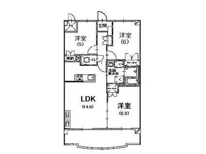 ウエスト・SIDE(3LDK/3階)の間取り写真