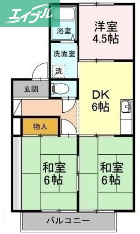 プチパール102(3DK/2階)の間取り写真