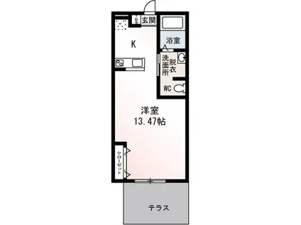 CHERIII(1K/1階)の間取り写真